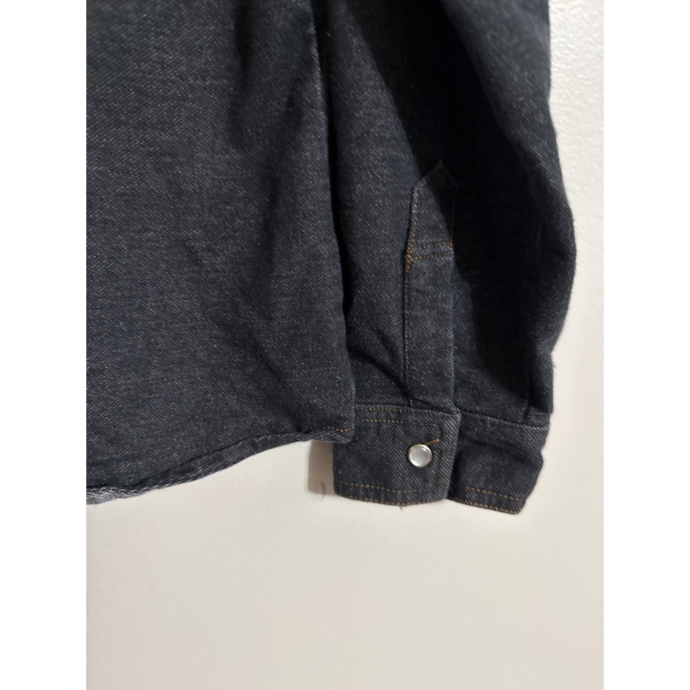 Denim & Co Womens Dark Wash Stretch Denim Snap Front Western Shirt Large - Picture 5 of 7